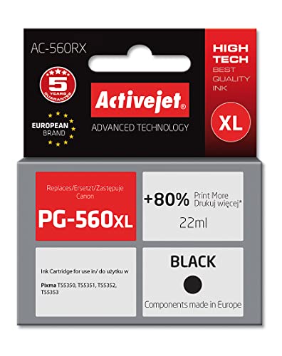 Activejet AC-560RX Ink (Replacement for Canon PG-560XL; Supreme; 25 ml; Black) von activejet