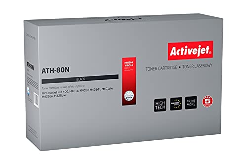 Activejet ATH-80N Toner for HP Printer; HP 80A CF280A Replacement; Supreme; 3500 Pages; Black von activejet