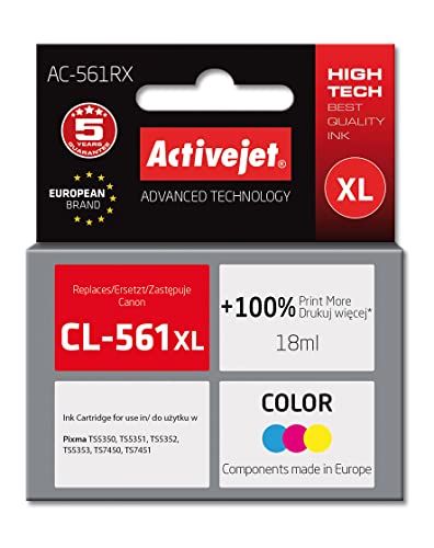 Activejet Ink AC-561RX for Canon Printer; Replacement CL-561XL; Premium; 18 ml; Colour von activejet