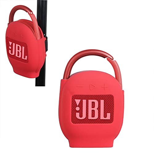 Hermitshell Silicone Sleeve is Suitable for JBL Clip 5 /JBL Clip 4 Wasserfester, tragbarer Lautsprecher(Rot)(Nur Silikonabdeckung) von adada