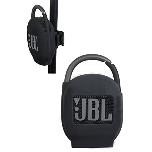 Hermitshell Silicone Sleeve is Suitable for JBL Clip 4 Wasserfester, tragbarer Lautsprecher(Schwarz)(Nur Silikonabdeckung) von adada