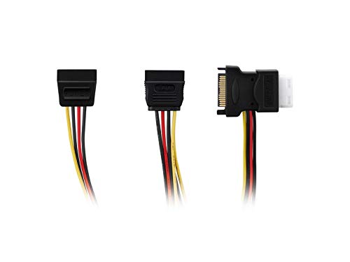 adaptare 34114 Netzteil-Adapter-Kabel 15-polig SATA-Anschluss auf 4-polig IDE und 2-mal 15-polig SATA schwarz von adaptare