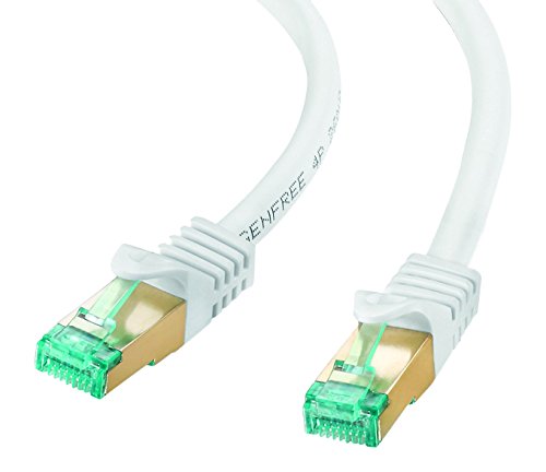 adaptare 67421 RJ45 Ethernet-Netzwerkkabel (S/FTP, PIMF, CU AWG26/7), mit Cat7 Rohkabel 10,0m weiß von adaptare
