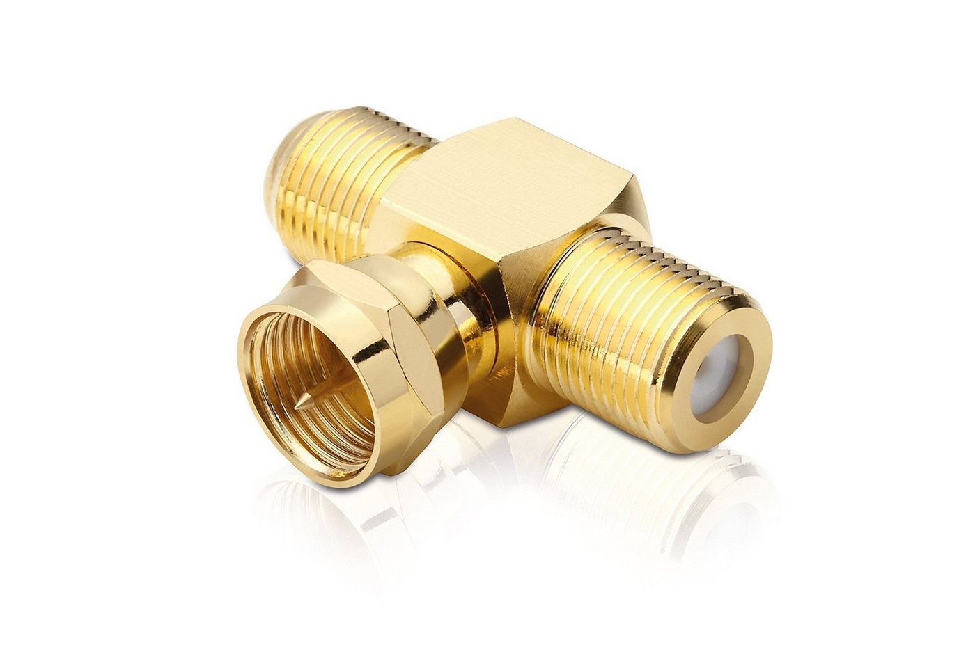 adaptare Sat-T-Stück 1-mal F-Stecker / 2-mal F-Buchse vergoldet SAT-Kabel adaptare Sat-T-Stück 1-mal F-Stecker / 2-mal F-Buchse vergoldet SAT-Kabel von adaptare