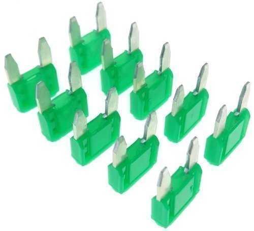 10x Stück 30 Ampere Mini ATC Sicherung Grün Steck Flach Fuse Auto Motorrad KFZ PKW BUS Car von adaptershop