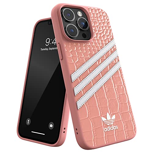 Adidas Hülle Entworfen für iPhone 14 Pro Max | Stoßfester Fallschutz | Kompatibel mit kabellosem Laden | 6,7 Zoll Samba Alligator Mauve DREI Streifen Design | Schützende Originals Handyhülle von adidas