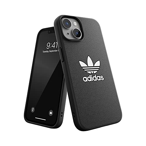 Adidas Hülle Entworfen für iPhone 14 | Stoßfester Fallschutz | Kompatibel mit kabellosem Laden | 6,1 Zoll Schwarz-Weißes Trefoil Design | Schützende Originals Handyhülle von adidas
