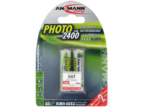 Ansmann Photo MH (NiMH) 2400 mAh 1.2 V Akku/Batterie/Akku (ni-mh Akku (NiMH), 2400 mAh, Digitalkamera, 1,2 V, AA, Silber) von adidas