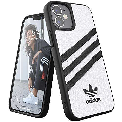 adidas 42237 Hülle Entwickelt für iPhone 12 Mini 5.4, Fallgeprüfte Hüllen, stoßfeste erhöhte Kanten, Original Formgegossene Schutzhülle, Weiß / Schwarz von adidas