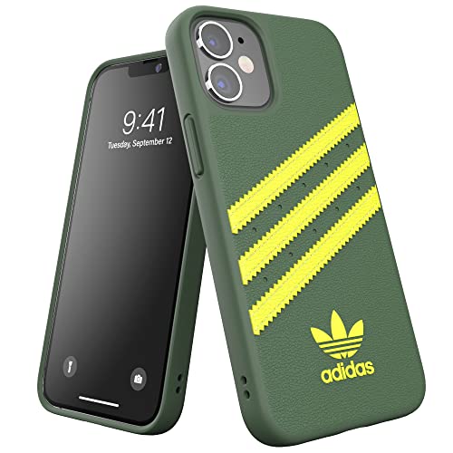 adidas EX7915 Hülle Entwickelt für iPhone 12 Mini 5.4, Booklet Fallgeprüfte Hüllen, stoßfeste erhöhte Kanten, Original Schutzhülle, Wild Pine/Säuregelb von adidas