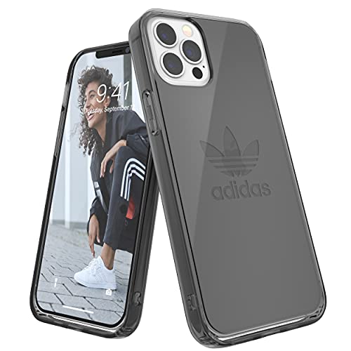 adidas Entwickelt für iPhone 12 / iPhone 12 Pro 6.1 Hülle Transparent Case Falltest Erhöhte Kanten Original Snap Case Cover Schwarz Smoke von adidas