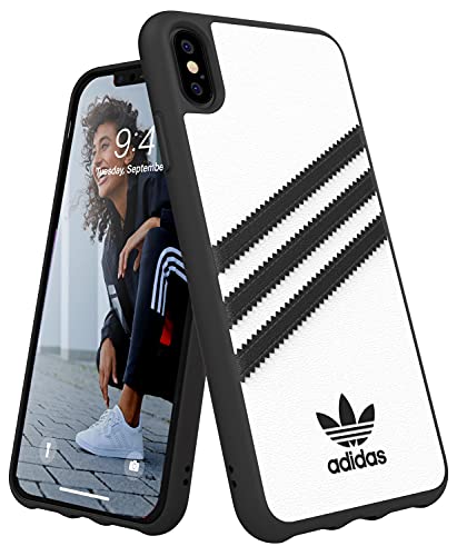 adidas Handyhülle Entwickelt für iPhone XS Max Hülle, Fallgeprüfte Hüllen, stoßfeste erhöhte Kanten, Original Schutzhülle, Weiß und Schwarz Streifen - 6.46 Zoll von adidas