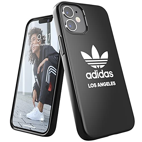 adidas Hülle Entwickelt für iPhone 12 Mini Hülle, 5.4 Zoll, Fallgeprüfte Hüllen, stoßfeste erhöhte Kanten, Original Los Angeles Snap Case Schutzhülle, Schwarz Weiß Logo von adidas