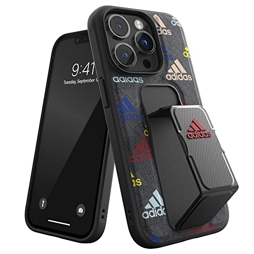 adidas Schutzhülle für iPhone 14 Pro mit Handygriff und Ständer | Fallschutz und Handschlaufe | kabelloses Laden kompatibel | 6,1 Zoll buntes Sport-Logo-Design | schützende Handy-Abdeckung von adidas