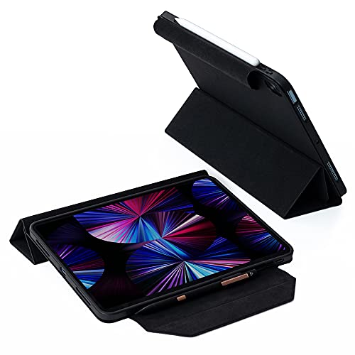 adonit Folio Case Schutzhülle für Apple iPad Pro 12.9" Zoll (2021) Hülle - [Stylus/Apple Pencil 2 Halterung Aufprallschutz Wake & Sleep Funktion Standfunktion] - Diamond schwarz ADCIPB129 von adonit