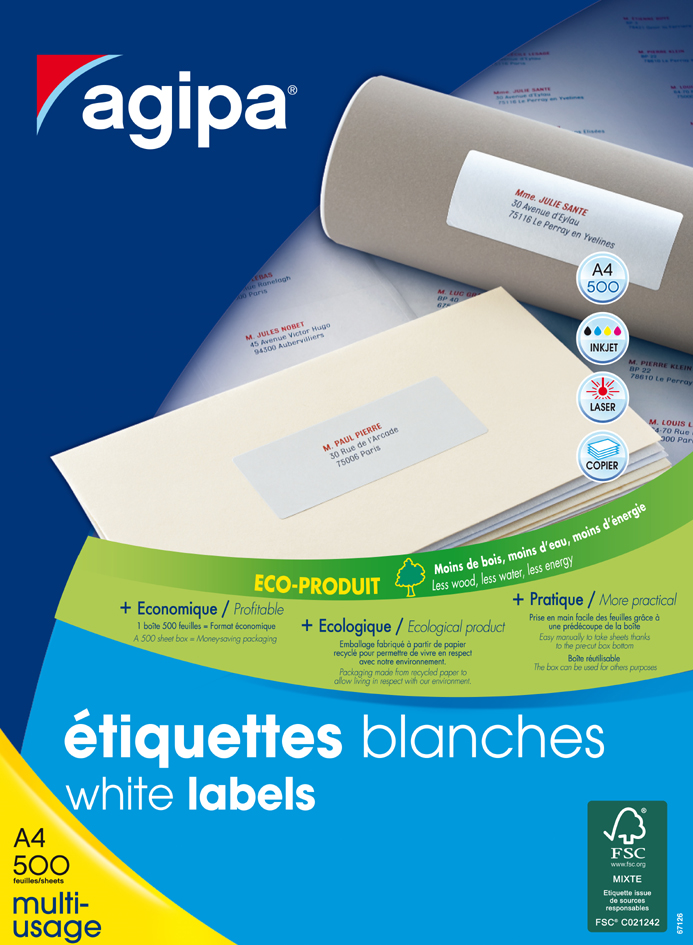agipa Adress-Etiketten, 105 x 148,5 mm, weiß von agipa