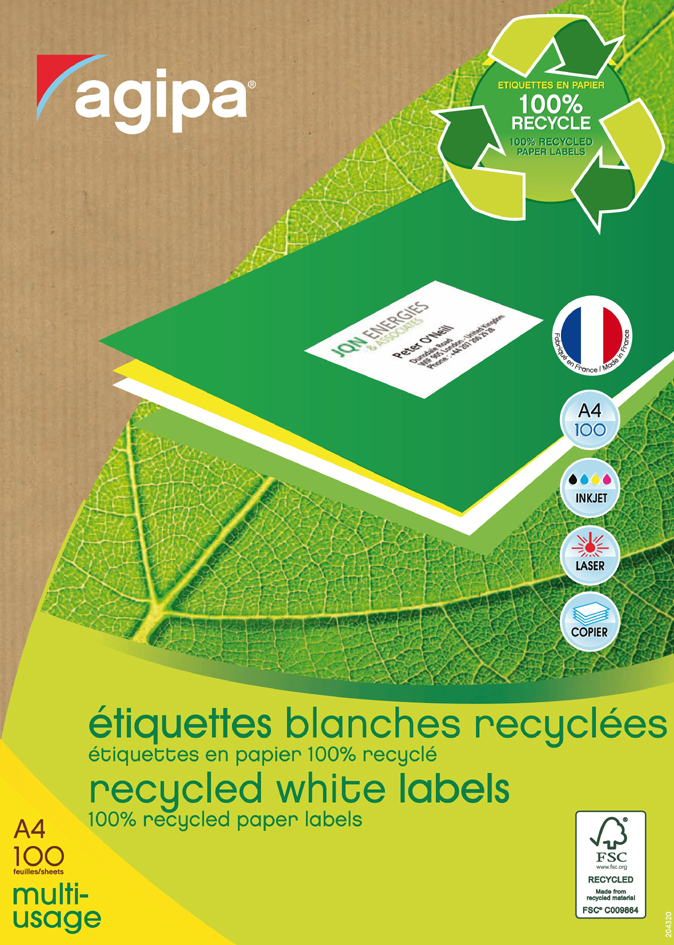 agipa Recycling Vielzweck-Etiketten, 105 x 148,5 mm, weiß von agipa