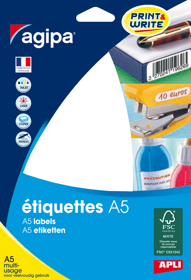 agipa Universal-Etiketten, 64 x 133 mm, weiß von agipa