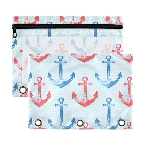 Ocean Binder-Stifthalter mit transparentem Fenster, Federmäppchen mit Reißverschluss, in verschiedenen Farben, Taschenordner für 3 Personen, für Klassenzimmer, Schule, Bürobedarf, mehrfarbig, 2 Stück von aidingzhi