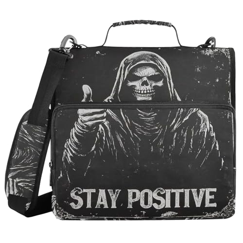 Ordner mit Reißverschluss, Totenkopf-Design, 3,8 cm, mit Reißverschluss, mit Riemen, Kapazität für Schulbedarf, Organizer für die Schule Ordner mit Reißverschluss, Totenkopf-Design, 3,8 cm, mit Reißverschluss, mit Riemen, Kapazität für Schulbedarf, Organizer für die Schule von aidingzhi