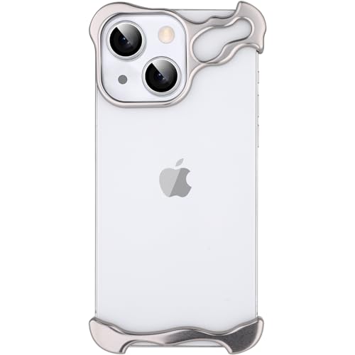 aidvaia Schutzhülle für iPhone 13, minimalistische Stoßdämpfung, Aluminiumschalen in Luftfahrtqualität und Elastomer-Einlagen, einfache Montage, Aluminium, poliertes Silber von aidvaia