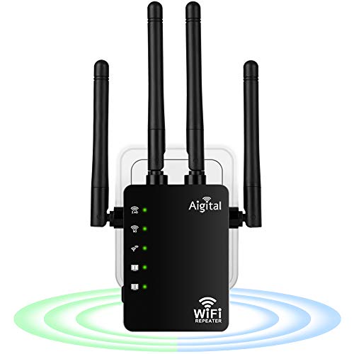 AC1200 Mbit/s WLAN Repeater Internet Verstärker(Dual-Band AC + N, 867 MBit/s 5GHz + 300MBit/s 2,4GH) Mini WiFi Extender Booster mit LAN anschluss, WPS-Taste, kompatibel zu Allen WLAN Geräten von aigolink