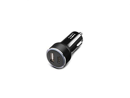 aiino - Autoladeadapter für IOS-Telefone, kompatibel mit iPhone und iPad, Dualer USB-Anschluss + C-Typ-Stromversorgung bis zu 18 W mit LED-Licht von aiino