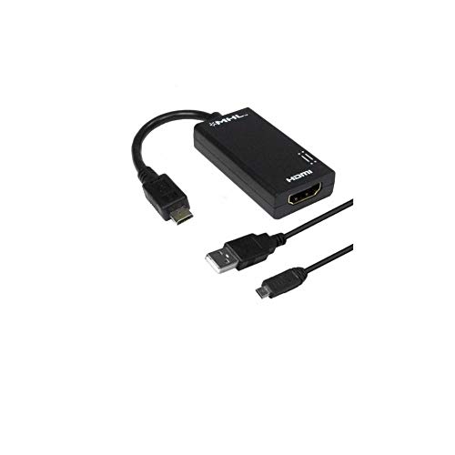 aiino - Micro-USB MHL-Adapterkabel A HDMI, mit Film, Video, Bild, Smartphone-Spiele, Tablet-PC auf Monitor und Fernseher in HD, mit Micro-USB MHL-Anschluss - Schwarz von aiino