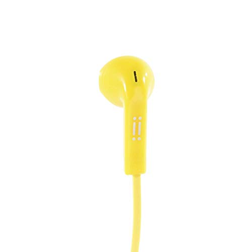 aiino - POP – In-Ear-Kopfhörer mit ergonomischen Ohrstöpseln aus Silikon, Anti-Knoten-Kabel, universelle Kompatibilität, Multifunktionsmikrofon – Gelb von aiino