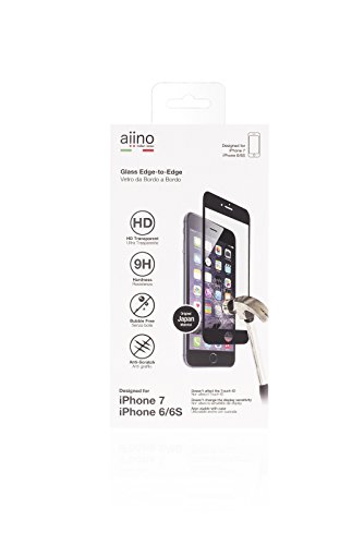 aiino - RockGlass Vollbild-Schutzfolie für iPhone 6/6S/7/8/SE (2020) Gehärtetes Glas, schwarz von aiino