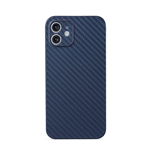 aiino Skin Case für iPhone 12, iPhone 12 Cover mit Kohlefaser-Effekt, stoßfest und kratzfest, ultradünn, leicht und flexibel, kompatibel mit MagSafe, italienische Qualität - blau von aiino