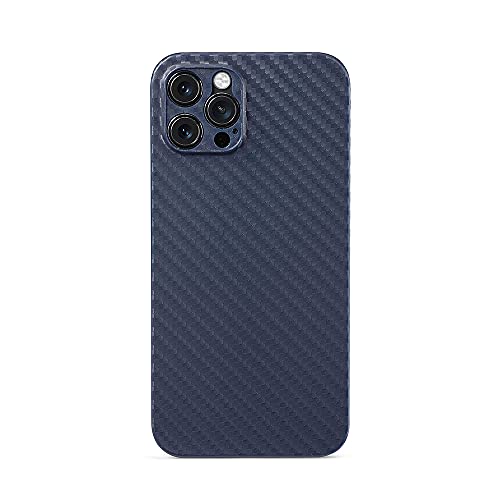 aiino Skin Case für iPhone 12 Pro Max, Cover Blu 12 Pro Max mit Kohlefaser-Effekt, stoßfest und kratzfest, ultradünn leicht und flexibel, kompatibel mit MagSafe, Italienische Qualität - Blau von aiino