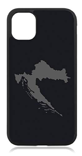 Kompatibel mit iPhone 11 PRO MAX Kroatien Karte Flagge Fahne Mattschwarz Schwarz Handyhülle Case Cover Hülle Silikon von aina