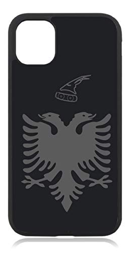 Kompatibel mit iPhone 13 Pro Hülle, Albanien Fahne Matt Schwarz Handyhülle Silikon V2 von aina