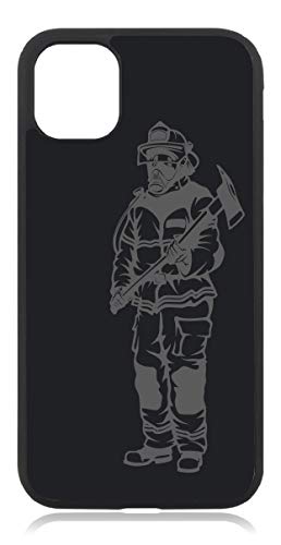 aina Kompatibel mit iPhone 11 Feuerwehr Feuerwehrmann Mattschwarz Schwarz Handyhülle Case Cover Hülle Silikon von aina