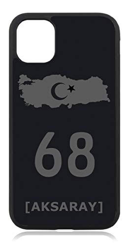 aina Kompatibel mit iPhone 11 PRO MAX Türkiye Türkei 68 Aksaray Mattschwarz Schwarz Silikon Handyhülle Case Hülle Cover von aina