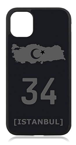 aina Kompatibel mit iPhone 11 PRO Türkiye Türkei 34 Istanbul Mattschwarz Schwarz Silikon Handyhülle Case Hülle Cover von aina