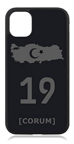 aina Kompatibel mit iPhone 11 Türkiye Türkei 19 Corum Mattschwarz Schwarz Silikon Handyhülle Case Hülle Cover von aina