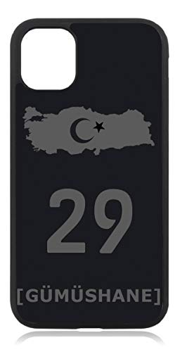 aina Kompatibel mit iPhone 11 Türkiye Türkei 29 Gümüshane Mattschwarz Schwarz Silikon Handyhülle Case Hülle Cover von aina