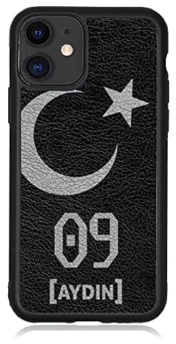 aina Kompatibel mit iPhone 12 Pro Hülle Leder Case Schwarz Türkei Flagge 09 Aydin Lederhülle Cover Türkiye Handyhülle von aina