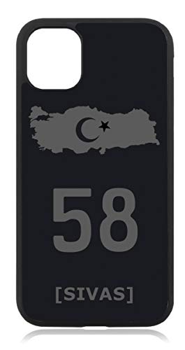 aina Kompatibel mit iPhone 13 Hülle, Türkiye Türkei 58 Sivas Flagge Silikon Handyhülle Matt Schwarz von aina