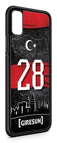 aina Kompatibel mit iPhone XS Hülle, iPhone X Hülle Silikon Handyhülle Flexibles Slim Case Schutzhülle Schwarz Türkei 28 Giresun Motiv Bild Schwarz von aina