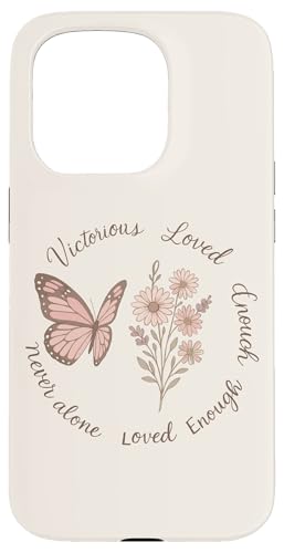 Adretter christlicher Schmetterling und Blume Hülle für iPhone 15 Pro von aith & Bloom | Christian Encouragement