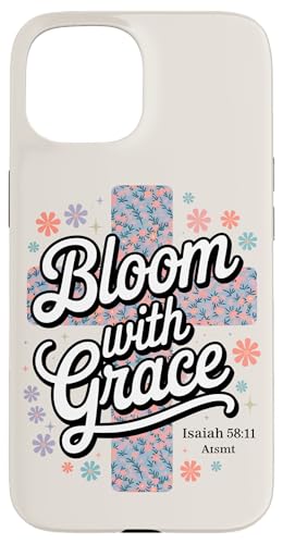 Preppy Christian Floral Cross Damen Hülle für iPhone 15 von aith & Bloom | Christian Encouragement