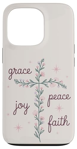 Preppy Christian Flower Cross Damen Hülle für iPhone 13 Pro von aith & Bloom | Christian Encouragement
