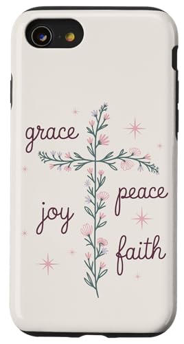 Preppy Christian Flower Cross Damen Hülle für iPhone SE (2020) / 7 / 8 von aith & Bloom | Christian Encouragement