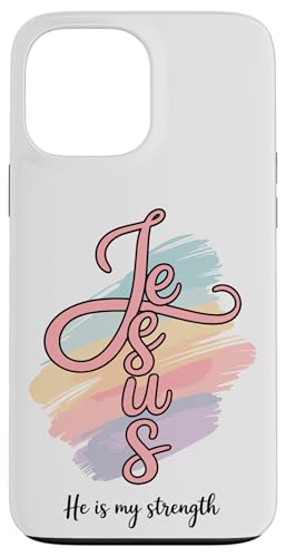 Preppy Christian Jesus Er ist meine Stärke, Frauen Hülle für iPhone 13 Pro Max von aith & Bloom | Christian Encouragement
