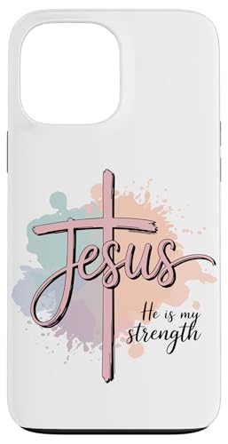 Preppy Christian Jesus Er ist meine Stärke, Frauen Hülle für iPhone 13 Pro Max von aith & Bloom | Christian Encouragement