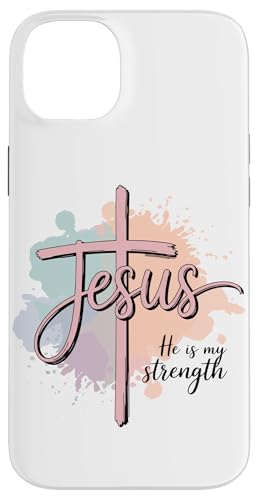 Preppy Christian Jesus Er ist meine Stärke, Frauen Hülle für iPhone 14 Plus von aith & Bloom | Christian Encouragement