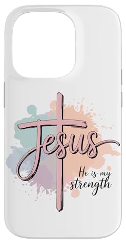 Preppy Christian Jesus Er ist meine Stärke, Frauen Hülle für iPhone 14 Pro von aith & Bloom | Christian Encouragement